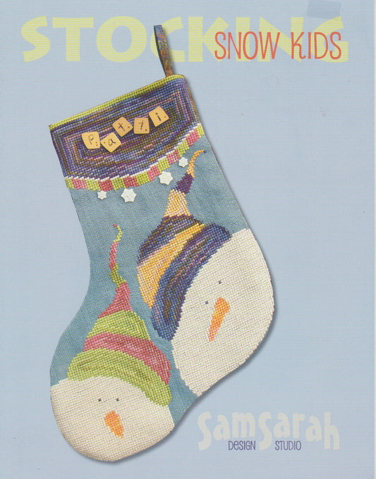 Sam Sarah Snow Kids Stocking snowman cross stitch pattern