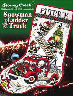 Stoney Creek Snowman Ladder Truck LFT452 christmas cross stitch pattern