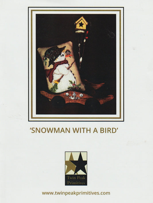 Twin Peak Primitives Snowman With A Bird cross stitch pattern