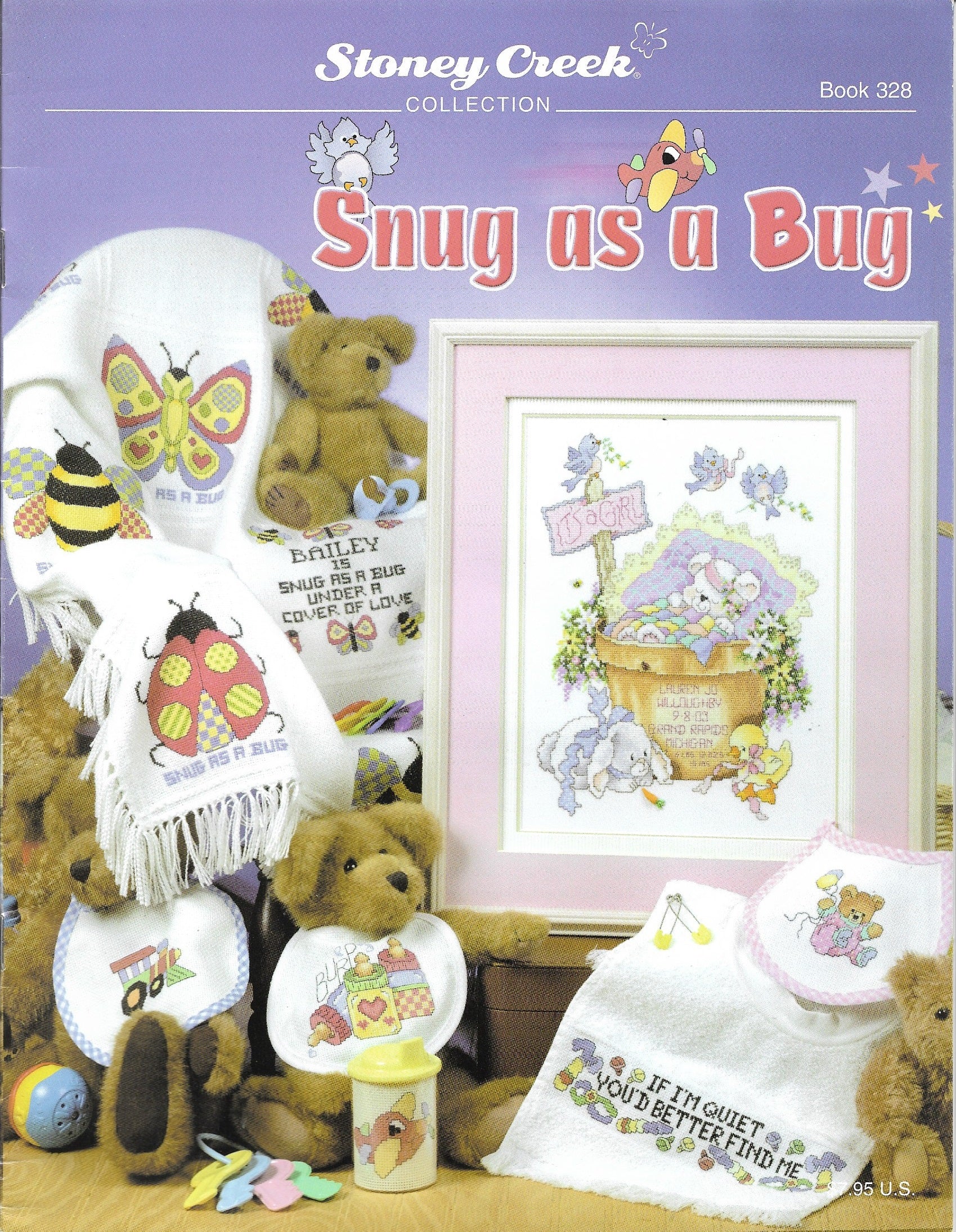 Stoney Creek Snug As a Bug BK328 baby cross stitch pattern