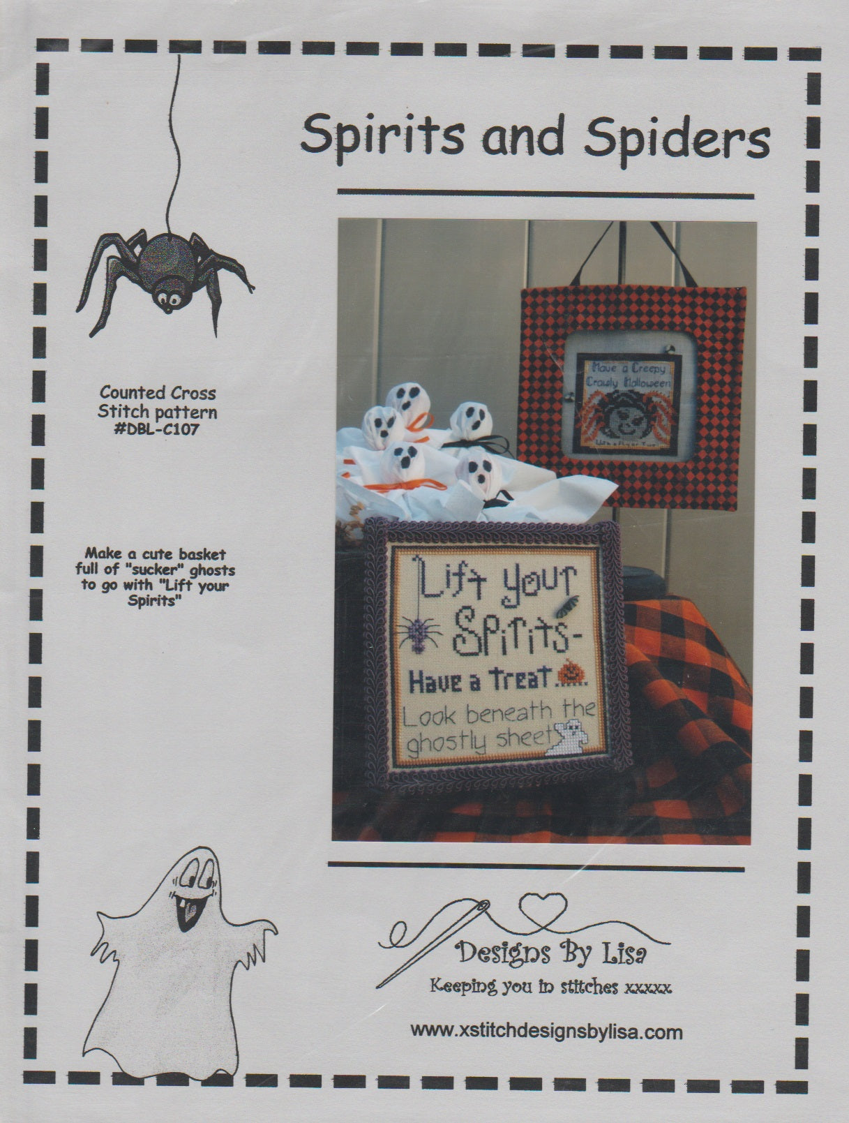 Designs By Lisa Spirits and Spiders halloween cross stitch pattern