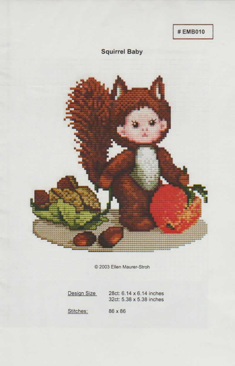 Ellen Maurer-Stroh Squirrel Baby EMB010 cross stitch pattern