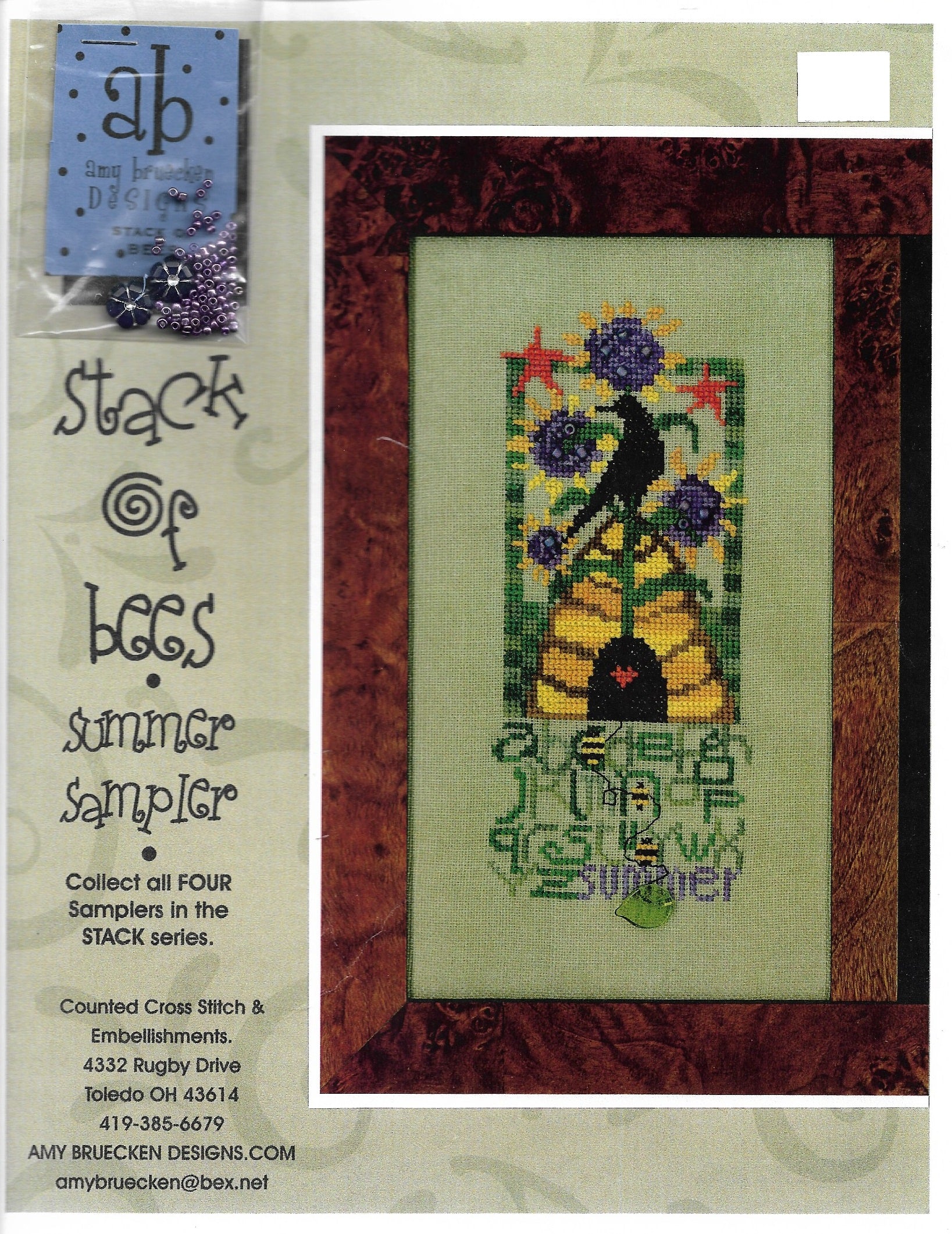 Amy Bruecken Stack of Bees cross stitch sampler pattern