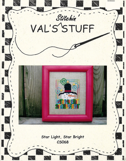Val's Stuff Star Light, Star Bright CS068 christmas snowman cross stitch pattern