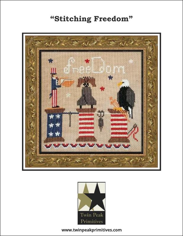 Twin Peaks Primitives Stitching Freedom patriotic  cross stitch pattern