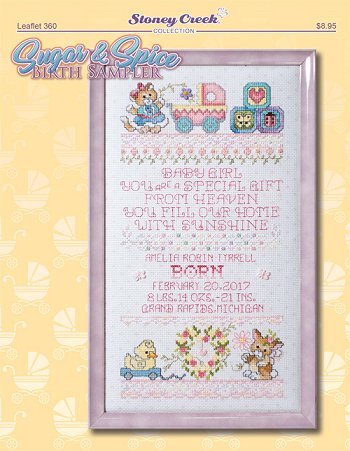 Stoney Creek Sugar & Spice Birth Sampler LFT360 cross stitch baby pattern