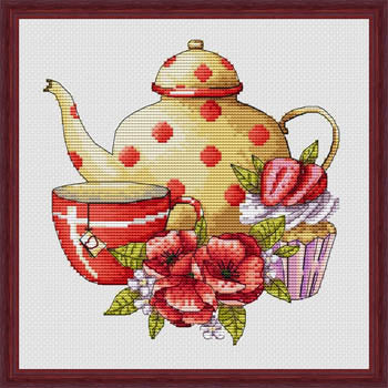 Les Petites Croix de Lucie Sweet Breakfast 3 teapot cross stitch pattern