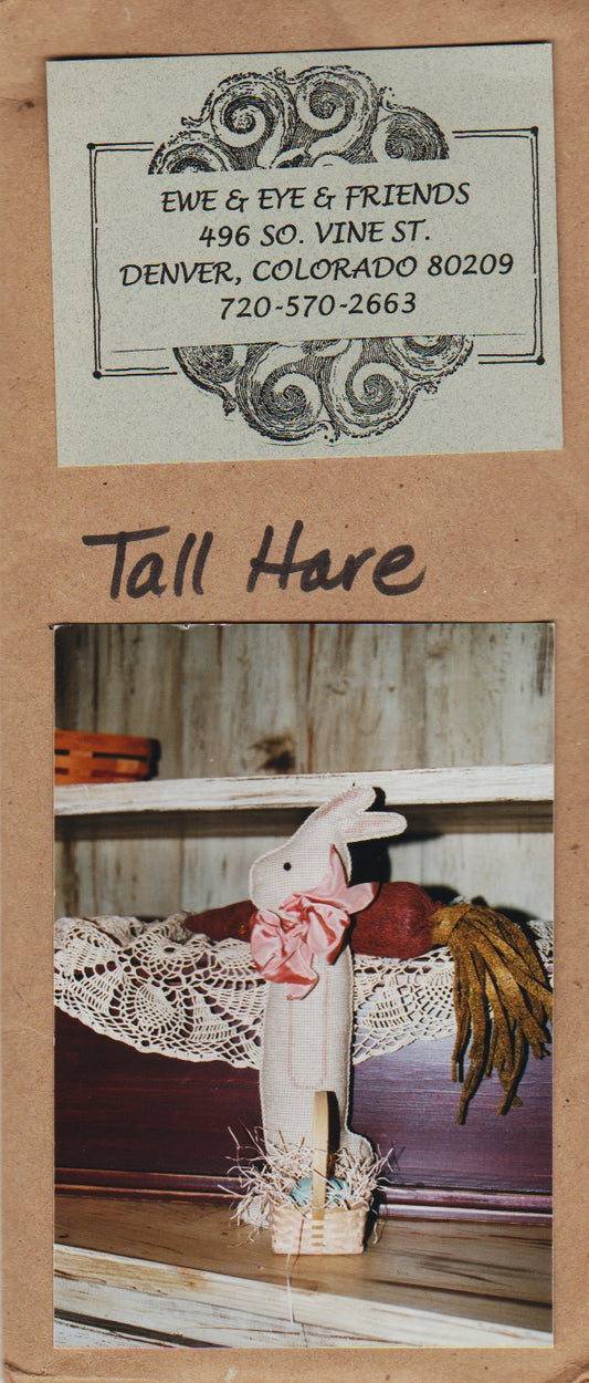 Ewe & Eye Tall Hare primitive cross stitch pattern