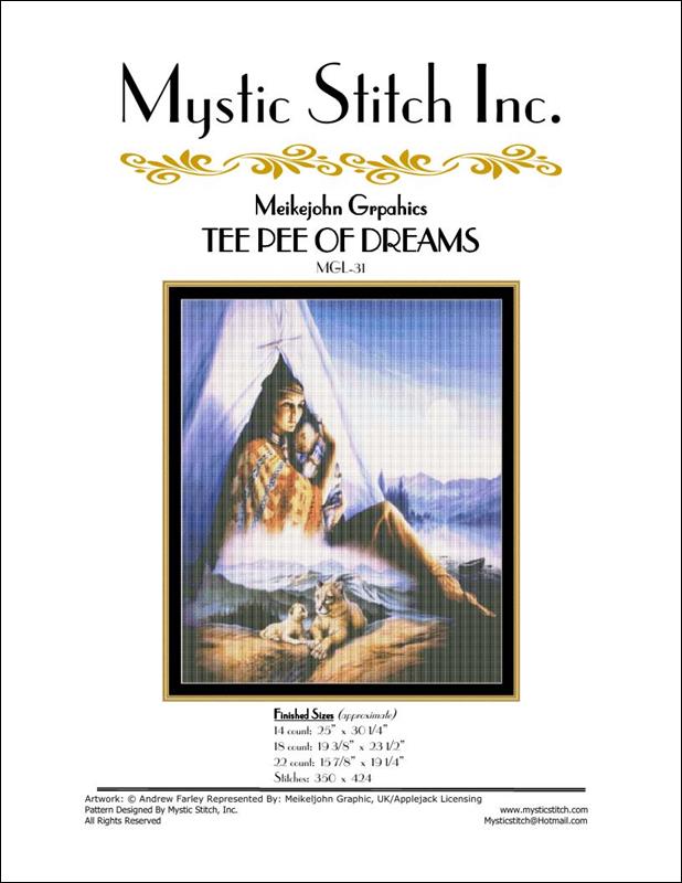 Mystic Stitch Tee Pee Of Dreams MGL-31 native american cross stitch pattern
