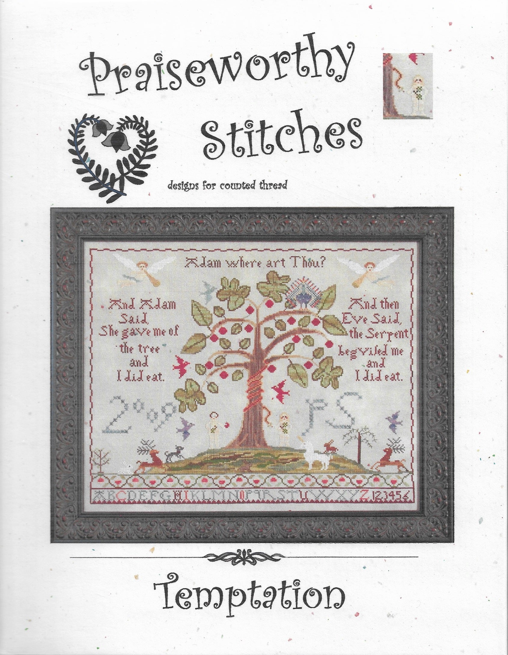 Praiseworthy Stitches Temptation religious cross stitch pattern
