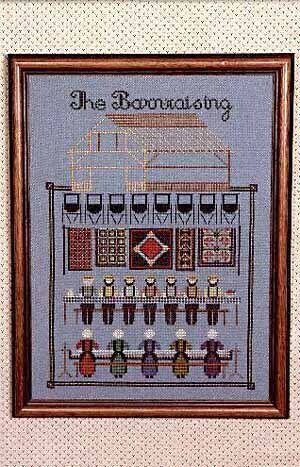 Told In A Garden The Barn Raising TG13 Amish cross stitch pattern