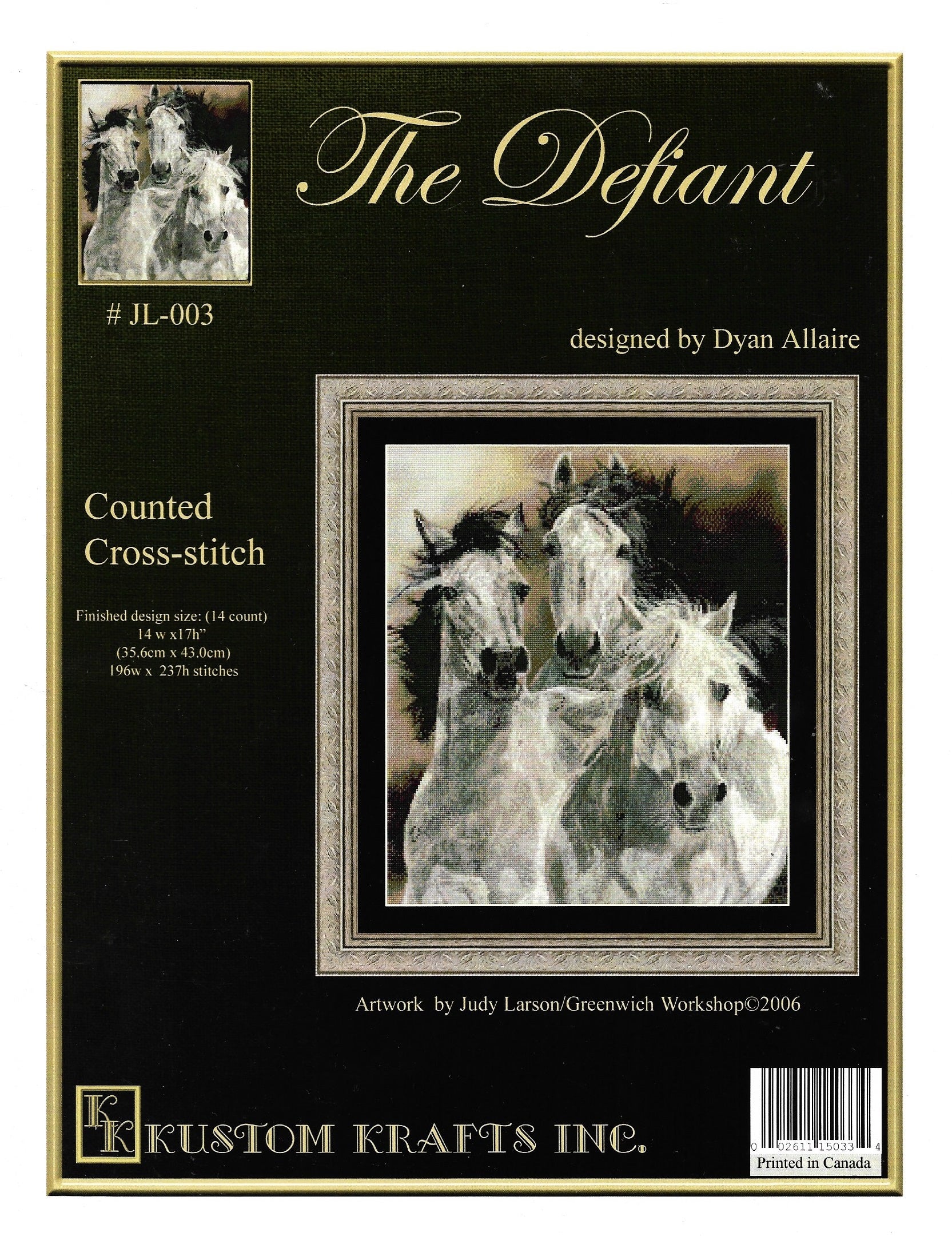 Kustom Krafts The Defiant JL-003 horse cross stitch pattern