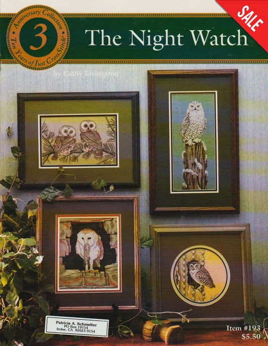 Just CrossStitch The Night Watch 193 owl cross stitch pattern