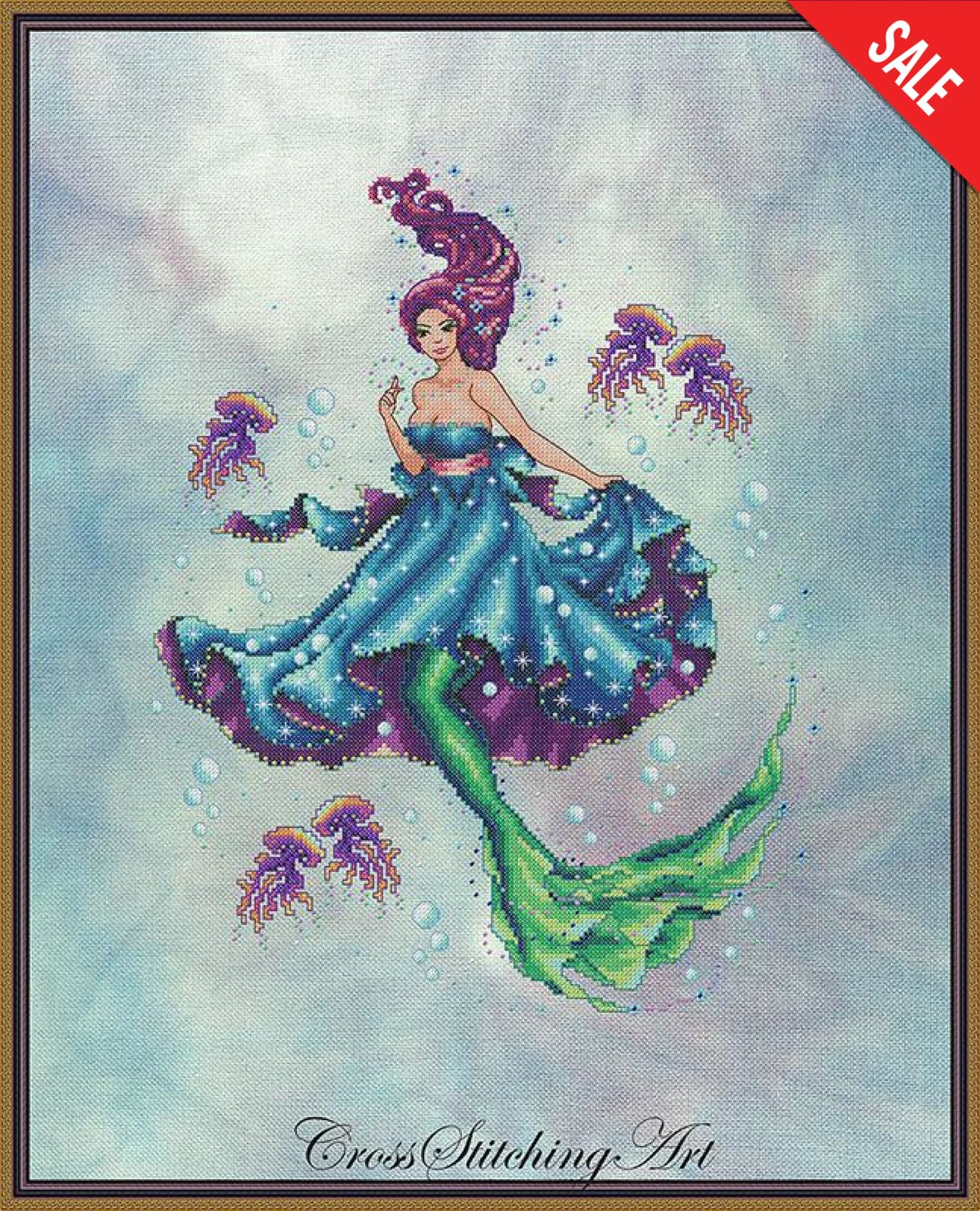 Cross Stitching Art The Sea Maiden fashion fantasy cross stitch pattern