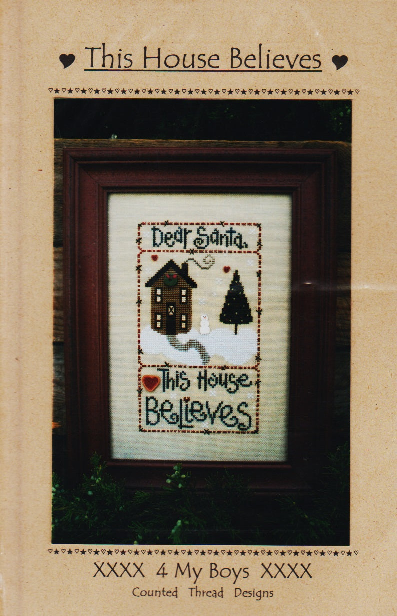 4 My Boys This House Believes christmas cross stitch pattern