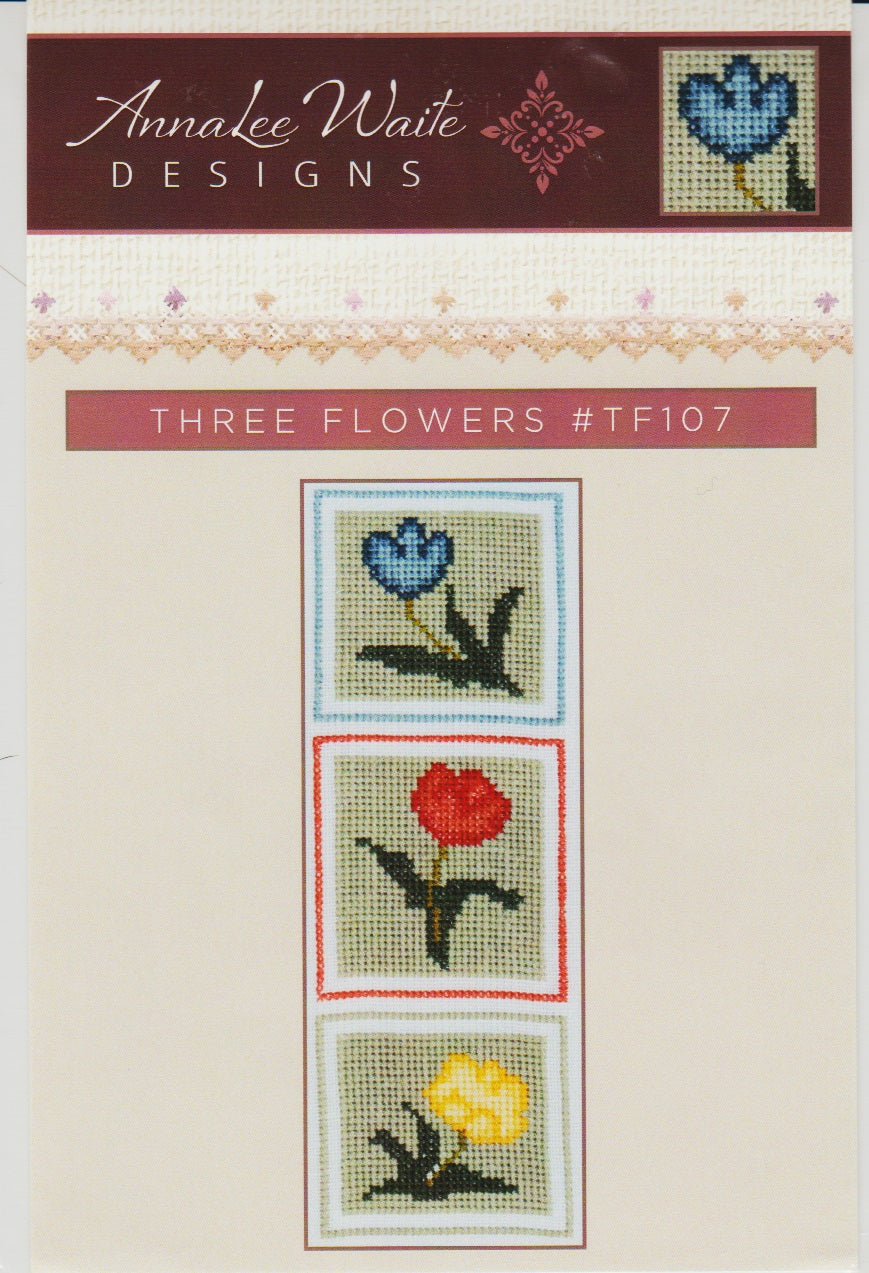 AnnaLee Waite Three Flowers TF107 flower cross stitch pattern