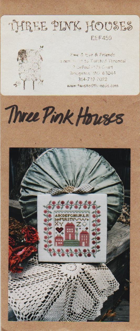 Ewe & Eye Three Pink Houses EFF459 cross stitch pattern