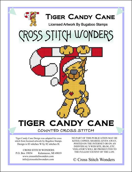 Cross Stitch Wonders Carolyn Manning Tiger Candy Cane Critter Christmas Cross stitch pattern