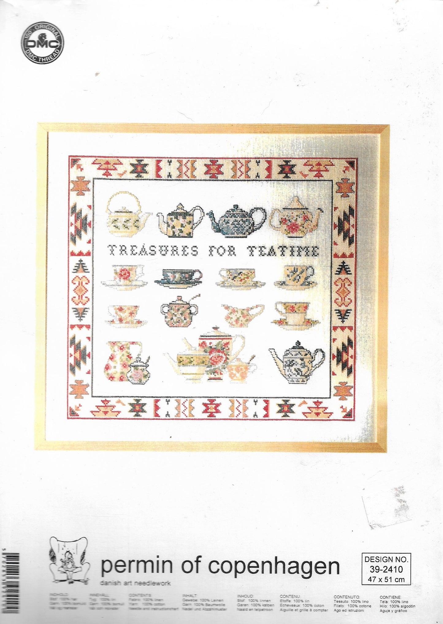 Permin of Copenhagen Treasures For Teatime 39-2410 cross stitch kit