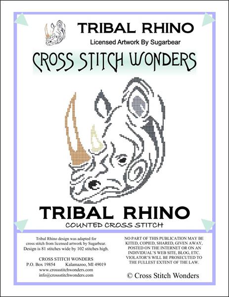 Cross Stitch Wonders Marcia Manning Tribal Rhino Cross stitch pattern
