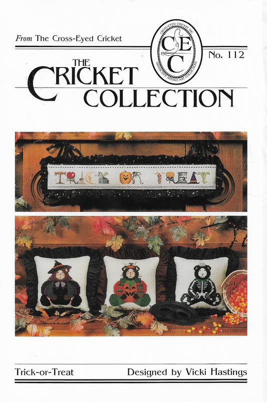 Cricket Collection Trick-or-Treat CC112 halloween cross stitch pillow pattern