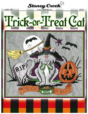 Stoney Creek Trick-or-treat Cat LFT497 halloween cross stitch pattern