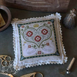 The Blue Flower Tudor Swan christmas ornament cross stitch pattern