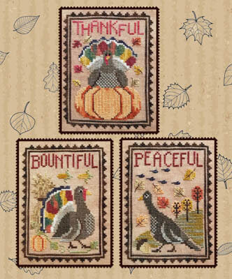 Waxing Moon Turkey Trio 188 thanksgiving cross stitch pattern