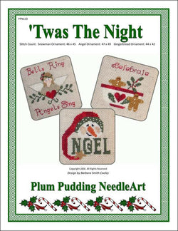 Plum Pudding T'was the Night christmas ornaments cross stitch pattern 