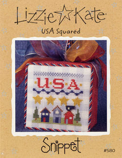 Lizzie Kate Snippet USA Squared S80 patriotic flag cross stitch pattern