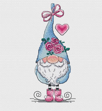 Grille Point de croix Valentine Gnome (Gnome Amoureux) cross stitch pattern