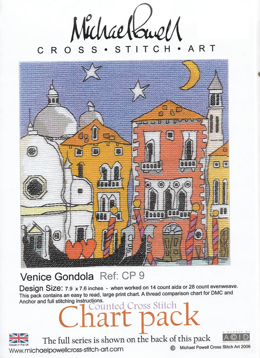 Michael Powell Venice Gondola  CP9 cross stitch pattern
