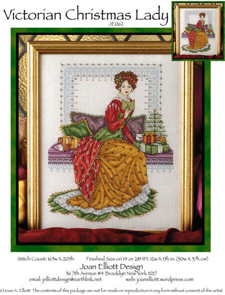 Joan Elliot Victorian Christmas Lady JE062 cross stitch pattern