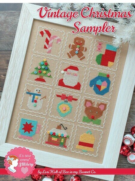 Bee in My Bonnet Lori Holt Vintage Christmas Sampler cross stitch pattern