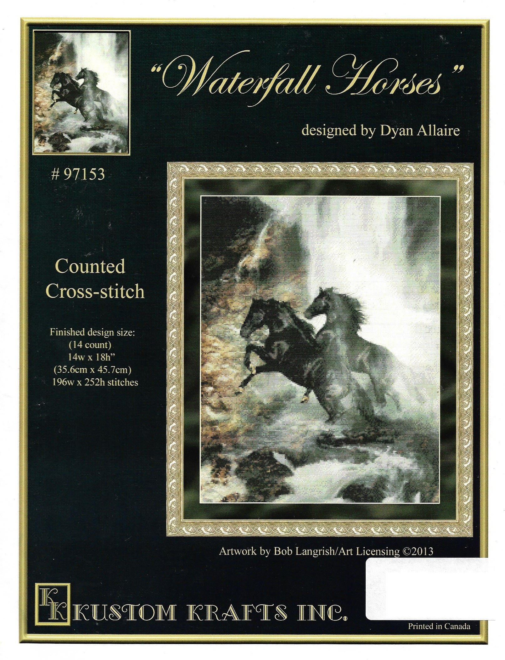 Kustom Krafts Waterfall Horses 97153 cross stitch pattern