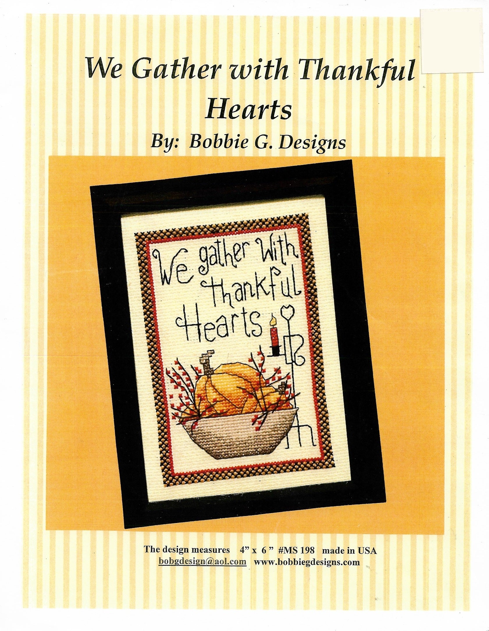 Bobbie G. We Gather With Thankful Hearts Thanksgiving cross stitch pattern
