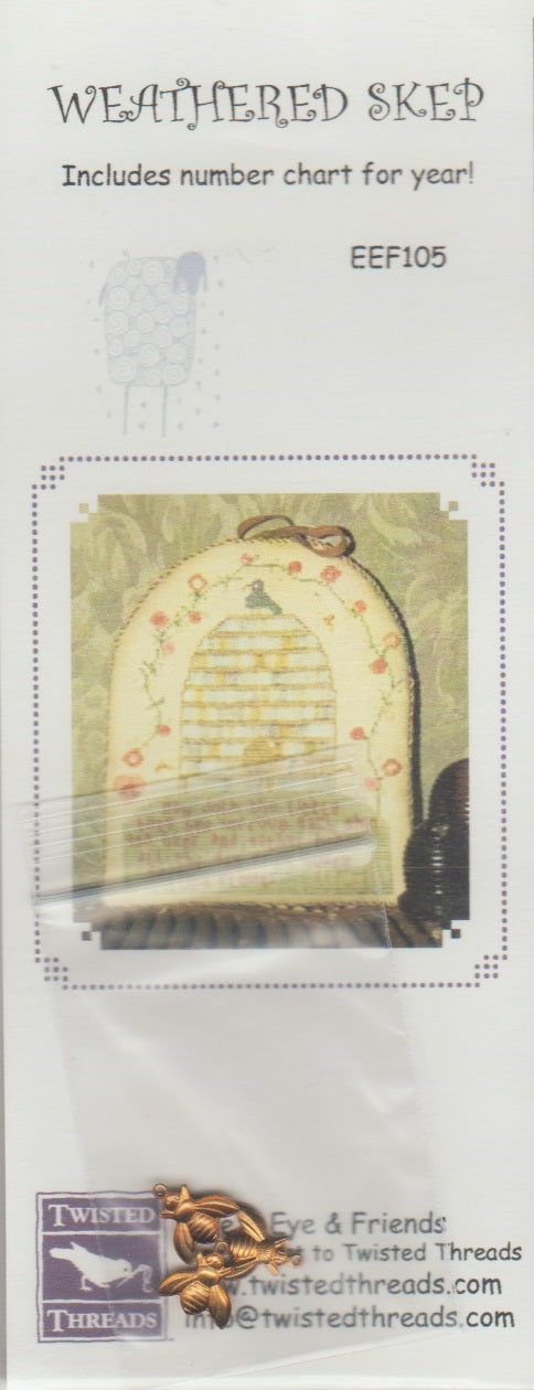 Ewe & Eye Weathered Skep EFF105 bee cross stitch pattern