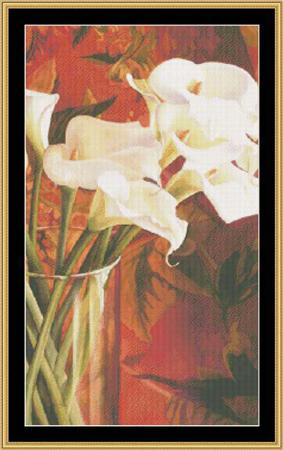 White Lilies on Red pattern