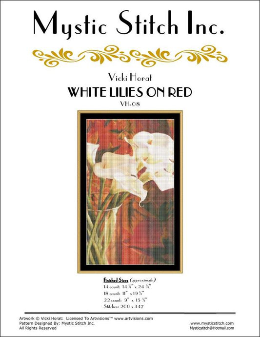 White Lilies on Red pattern