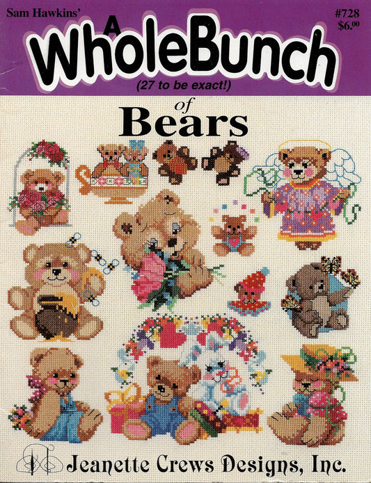 Jeanette Crews Sam hawkins Whole Bunch of Bears 728 cross stitch pattern