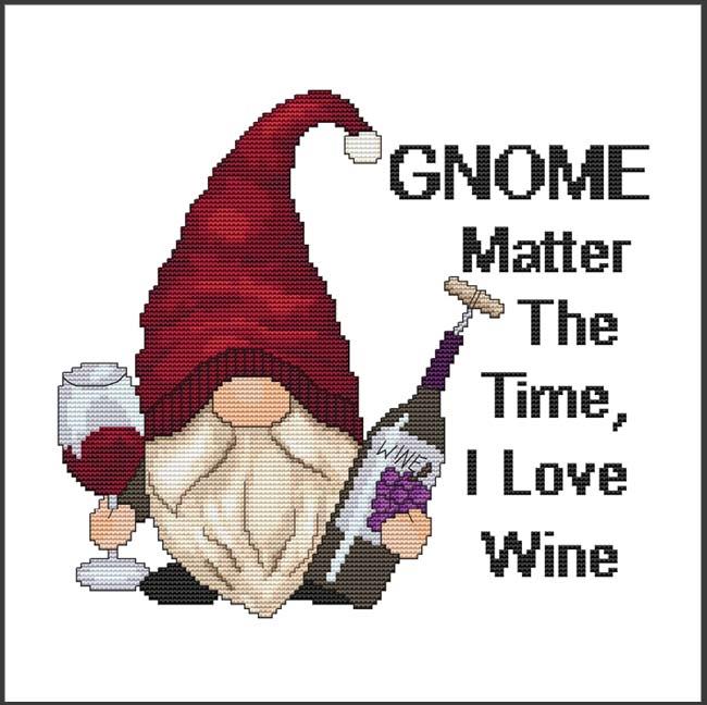 Cros Stitch Wonders Wine Gnome cross stitch pattern