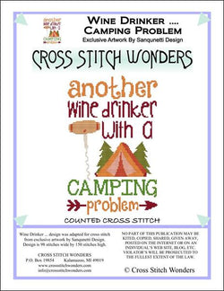 Cross Stitch Wonders Marcia Manning Wine Drinker ... Camping Problem Cross stitch pattern