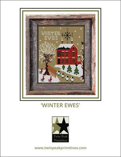 Twin Peak Primitives Winter Ewes cross stitch pattern