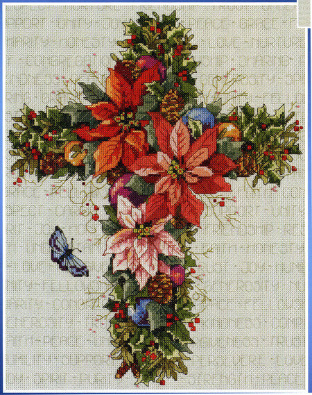 Winter Floral Cross pattern