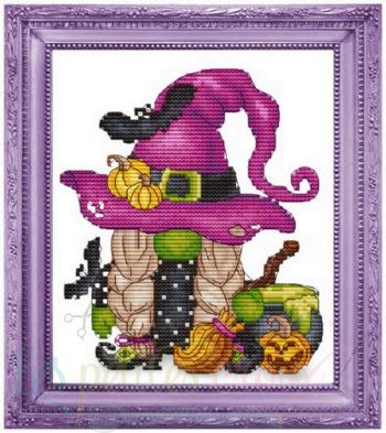 Les Petites croix de Lucie Witch Gnome halloween cross stitch pattern