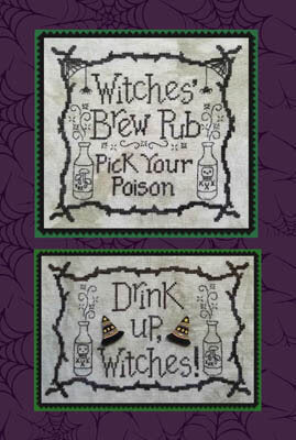 Waxing Moon Witches' Brew Pub cross stitch pattern