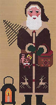 Twin Peak Primitives Woodland Santa with Lantern cross stitch pattern