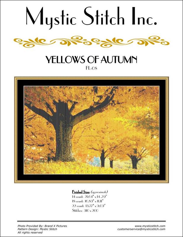 Mystic Stitch Yellows of Autumn FL-08 Fall Colors cross stitch pattern