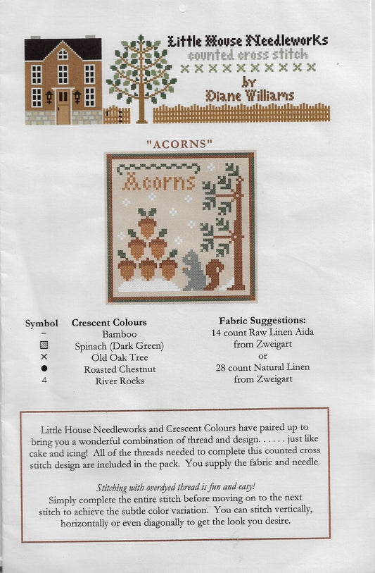 Little House Needleworks Acorns cross stitch pattern