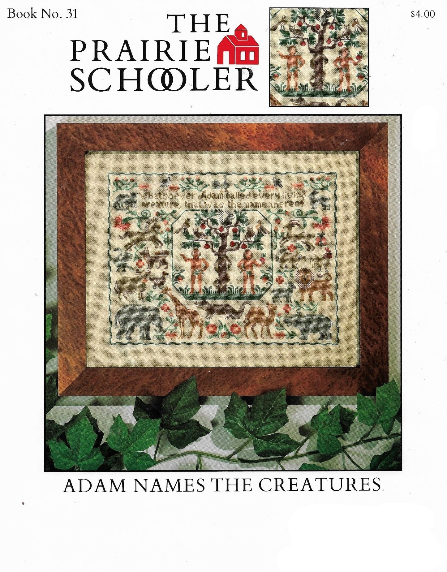 Prairie Schooler Adam Names the Creatures cross stitch pattern